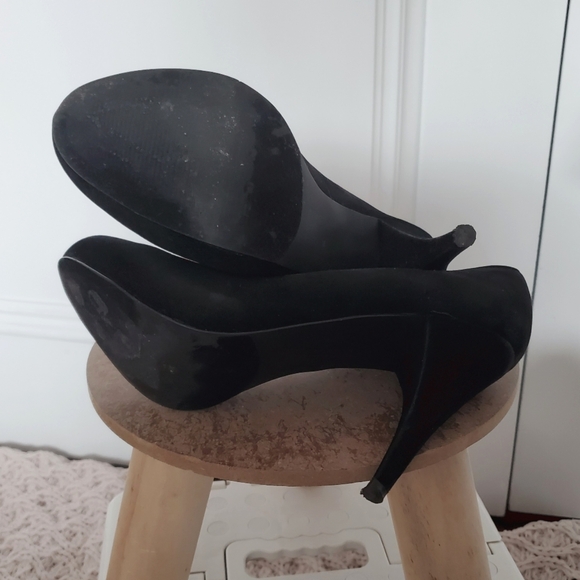 Vintage Y2K Platform Suedette Black Pumps- Euro 37 - Picture 13 of 15